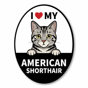 Radiant Sticker I LOVE MY 猫種ステッカー｜オーバル型デザイン｜耐水・耐候ビニール｜車・タブレット・スーツケースに アメリカンショートヘア