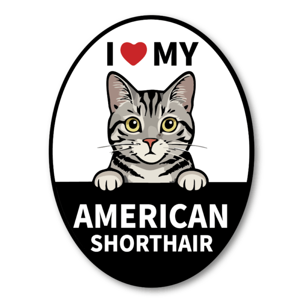 Radiant Sticker I LOVE MY 猫種ステッカー｜オーバル型デザイン｜耐水・耐候ビニール｜車・タブレット・スーツケースに アメリカンショートヘア