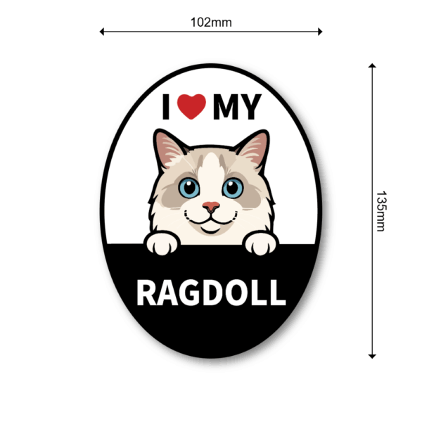 Radiant Sticker I LOVE MY 猫種ステッカー｜オーバル型デザイン｜耐水・耐候ビニール | 車・タブレット・スーツケースに ラグドール - 画像 (3)