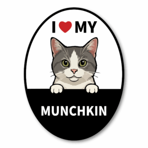 Radiant Sticker I LOVE MY 猫種ステッカー｜オーバル型デザイン｜耐水・耐候ビニール｜車・タブレット・スーツケースに マンチカン