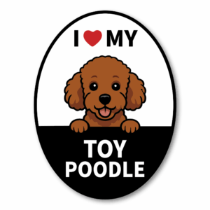 I LOVE MY 犬種マグネット｜オーバル型カーサイン｜貼ってはがせる車用マグネット（スチールボディ専用）｜屋外対応 トイプードル
