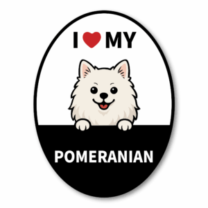 I LOVE MY 犬種マグネット｜オーバル型カーサイン｜貼ってはがせる車用マグネット（スチールボディ専用）｜屋外対応 ポメラニアン