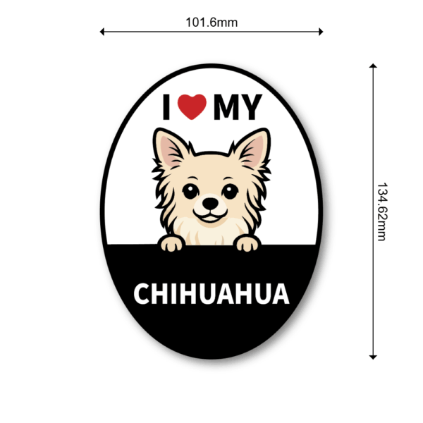 I LOVE MY 犬種ステッカー｜オーバル型デザイン｜耐水・耐候ビニール | 車・タブレット・スーツケースに チワワ - 画像 (3)