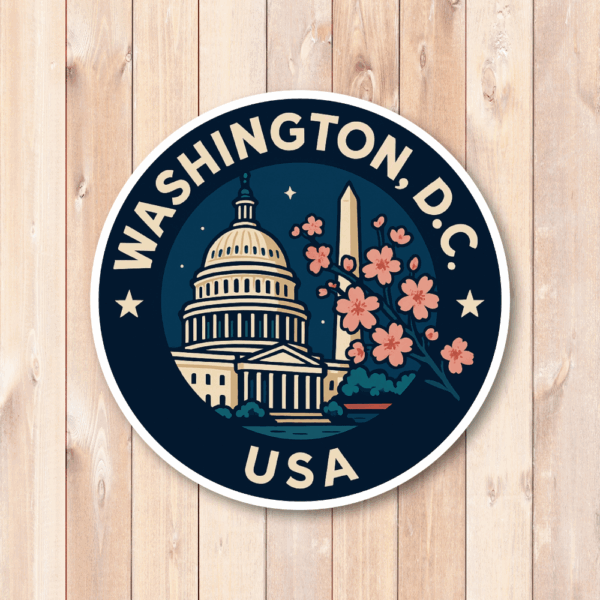 USA シティ トラベルステッカー 丸型 防水・耐UV 車・タブレット・スーツケース用 - WASHINGTON D.C. - 画像 (2)