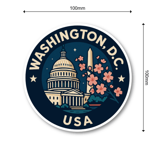 USA シティ トラベルステッカー 丸型 防水・耐UV 車・タブレット・スーツケース用 - WASHINGTON D.C. - 画像 (3)