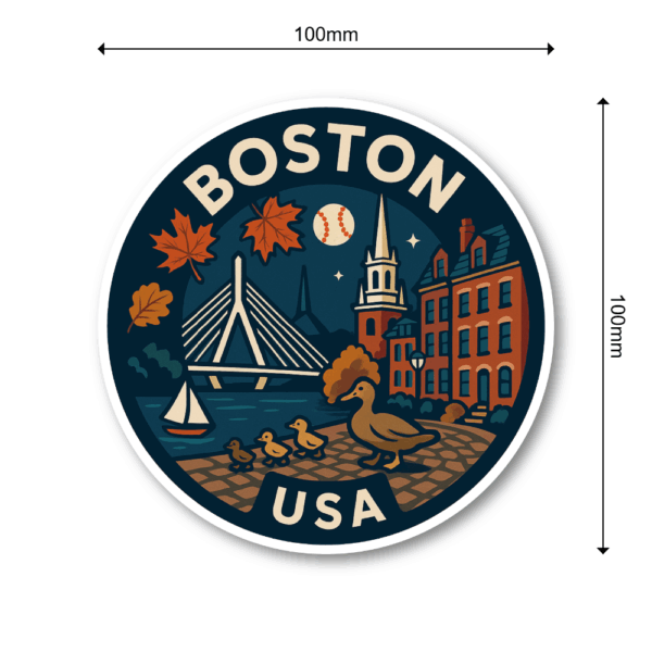 USA シティ トラベルステッカー 丸型 防水・耐UV 車・タブレット・スーツケース用 - BOSTON - 画像 (3)