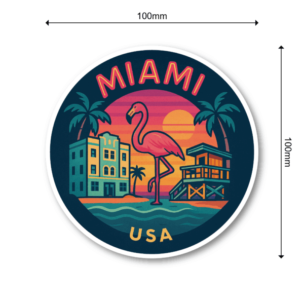 USA シティ トラベルステッカー 丸型 防水・耐UV 車・タブレット・スーツケース用 - MIAMI - 画像 (3)