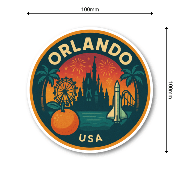 USA シティ トラベルステッカー 丸型 防水・耐UV 車・タブレット・スーツケース用 - ORLANDO - 画像 (3)