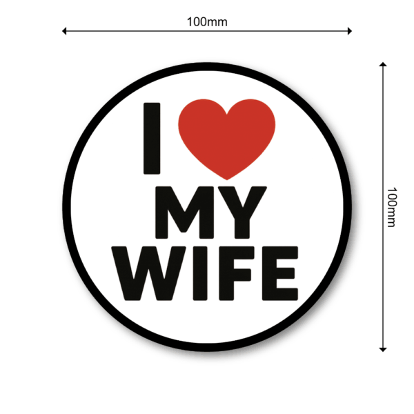 I LOVE MY WIFE（アイラブマイワイフ）丸型マグネットステッカー 赤いハート 防水 耐候 夫婦・結婚記念 ギフト 車用 デコレーション マグネット - 画像 (3)