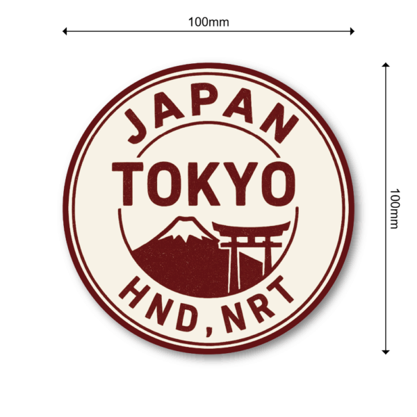 世界各国 パスポートスタンプ風 丸形ステッカー 100mm 防水・UV耐候｜車・タブレット・ボトル・スーツケース用｜12カ国バリエーション Japan - 画像 (3)