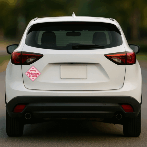Little Princess On Board マグネット 車用サイン ダイヤ型 ピンク 女の子 ベビーインカー かわいい 安全運転 金属ボディ用 マグネット - 画像 (4)