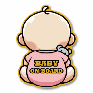 BABY ON BOARD ステッカー 男の子・女の子・白Tシャツ バリエーション 車用ステッカー かわいいデザイン 防水・耐候タイプ チャイルドサイン ピンク