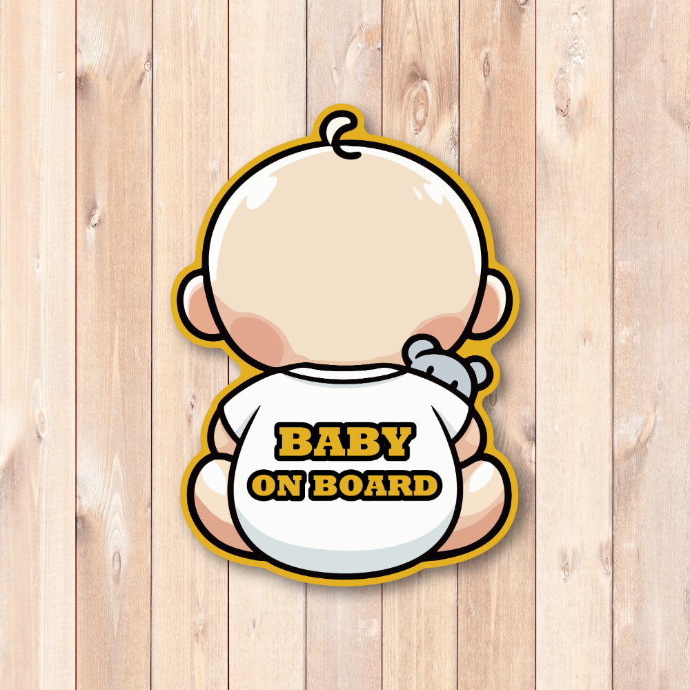 BABY ON BOARD ステッカー 男の子・女の子・白Tシャツ バリエーション 車用ステッカー かわいいデザイン 防水・耐候タイプ チャイルドサイン ホワイト - 画像 (2)
