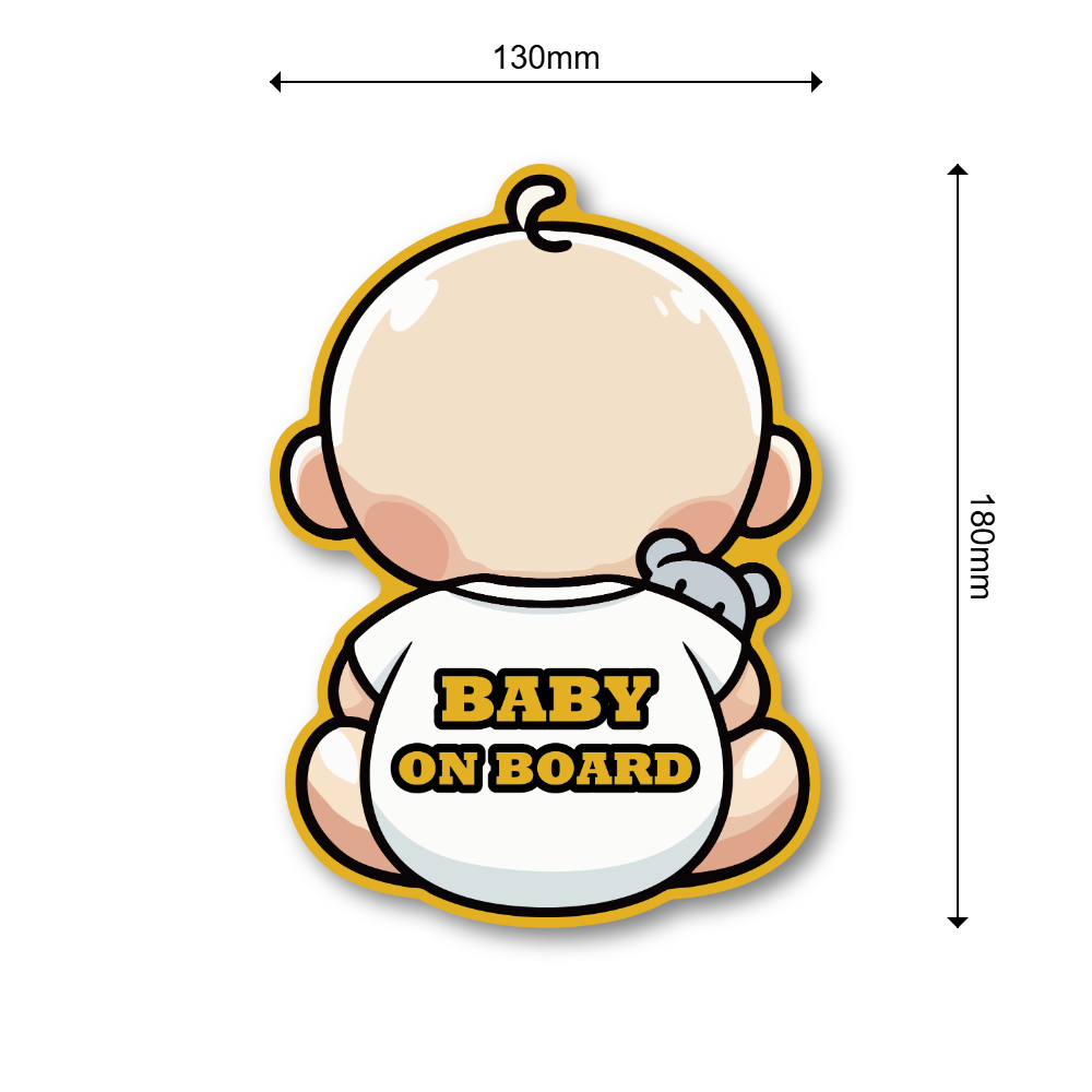 BABY ON BOARD ステッカー 男の子・女の子・白Tシャツ バリエーション 車用ステッカー かわいいデザイン 防水・耐候タイプ チャイルドサイン ホワイト - 画像 (3)