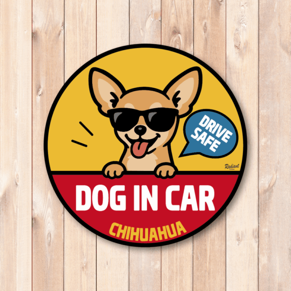 DOG IN CAR マグネットステッカー 127mm (5インチ) [選べる犬種] おしゃれ 剥がせる 安全運転 サイン 犬が乗っています 煽り運転対策 チワワ - 画像 (2)