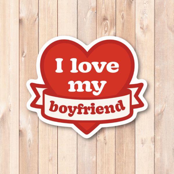 I love my boyfriend ハート ステッカー 3枚セット（3インチ） 防水・耐候 ビニール ノートPC/水筒/スーツケース ギフト用 - 画像 (2)