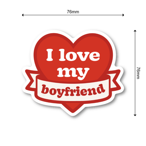 I love my boyfriend ハート ステッカー 3枚セット（3インチ） 防水・耐候 ビニール ノートPC/水筒/スーツケース ギフト用 - 画像 (3)
