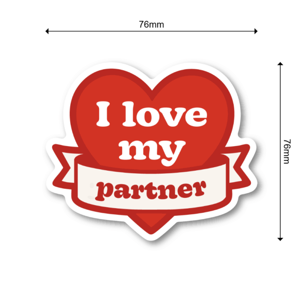 I love my girlfriend/boyfriend/partner ハート ステッカー 3種セット（3インチ） 防水・耐候 ビニール ノートPC/水筒/スーツケース ギフト用 - 画像 (3)