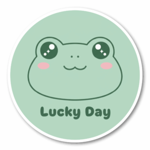 ミニマルアニマル丸形ステッカー（ねこ／うさぎ／あひる／くま／ペンギン／かえる）かわいい癒し系デザイン／防水ビニール製 100mm かえる