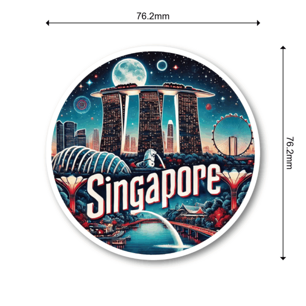 アジアの夜景ステッカー 3種セット（76.2mm） 香港・ソウル・シンガポール - トラベル・シティ風景デザイン 防水デカール - 3種セット - 画像 (3)