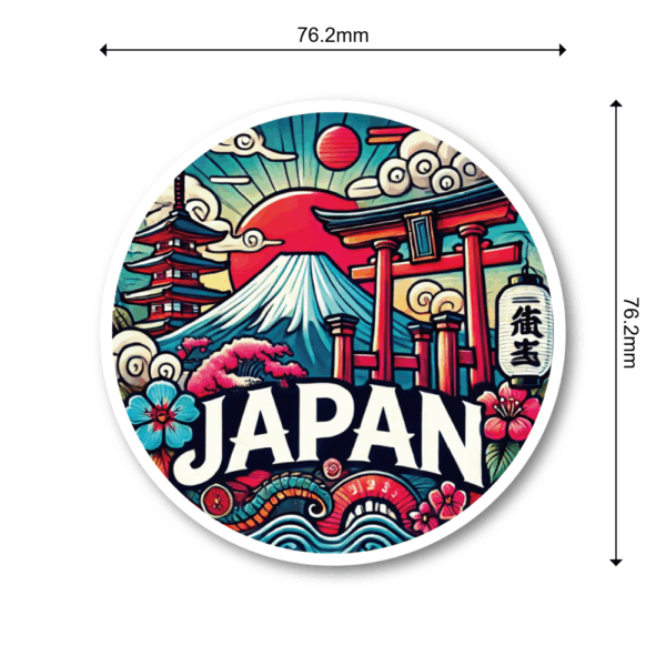 トラベルステッカー 円形 76mm 3枚セット 防水・耐候 ラミネート スーツケース ノートPC 水筒 旅行 お土産デザイン - 日本 - 画像 (3)