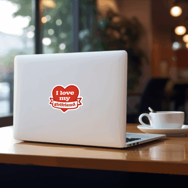 I love my boyfriend ハート ステッカー 3枚セット（3インチ） 防水・耐候 ビニール ノートPC/水筒/スーツケース ギフト用 - 画像 (6)