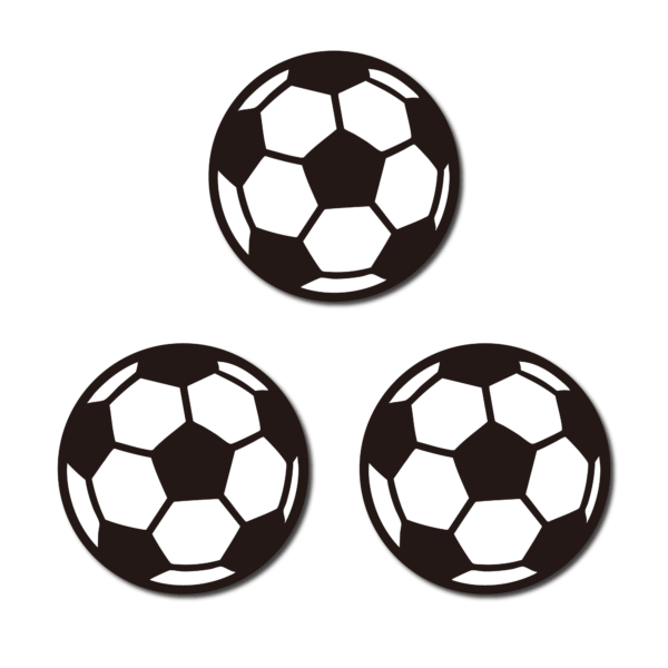 サッカーボール ステッカー 約76mm 丸型｜3枚セット｜モノクロ・ミニマルデザイン｜ノートPC・水筒・スーツケースに