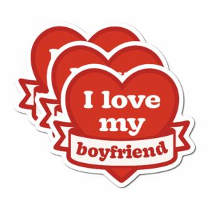I love my boyfriend ハート ステッカー 3枚セット（3インチ） 防水・耐候 ビニール ノートPC/水筒/スーツケース ギフト用