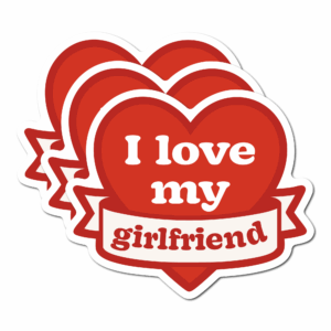 I love my girlfriend ハート ステッカー 3枚セット（3インチ） 防水・耐候 ビニール ノートPC/水筒/スーツケース ギフト用