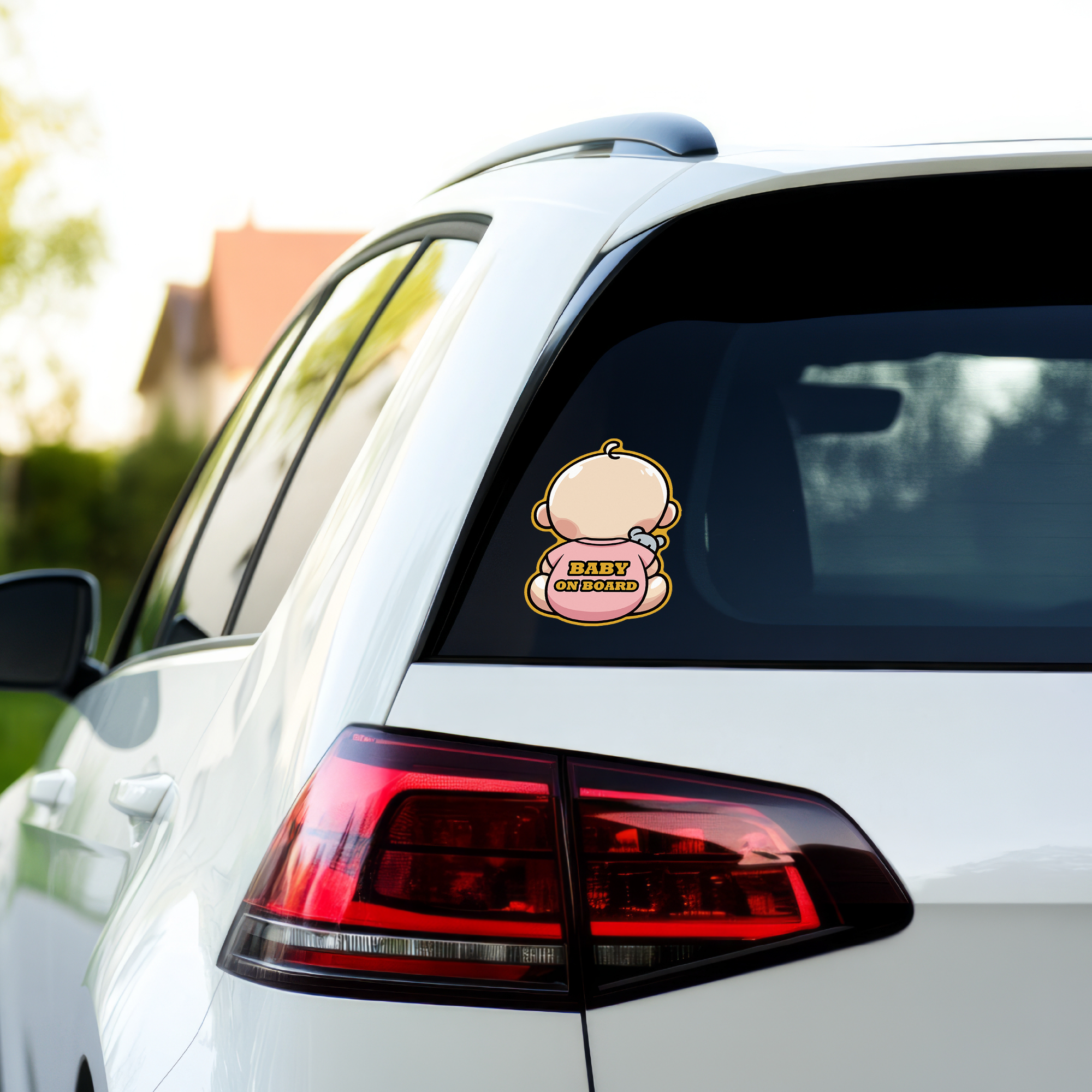 BABY ON BOARD ステッカー 男の子・女の子・白Tシャツ バリエーション 車用ステッカー かわいいデザイン 防水・耐候タイプ チャイルドサイン ホワイト - 画像 (6)