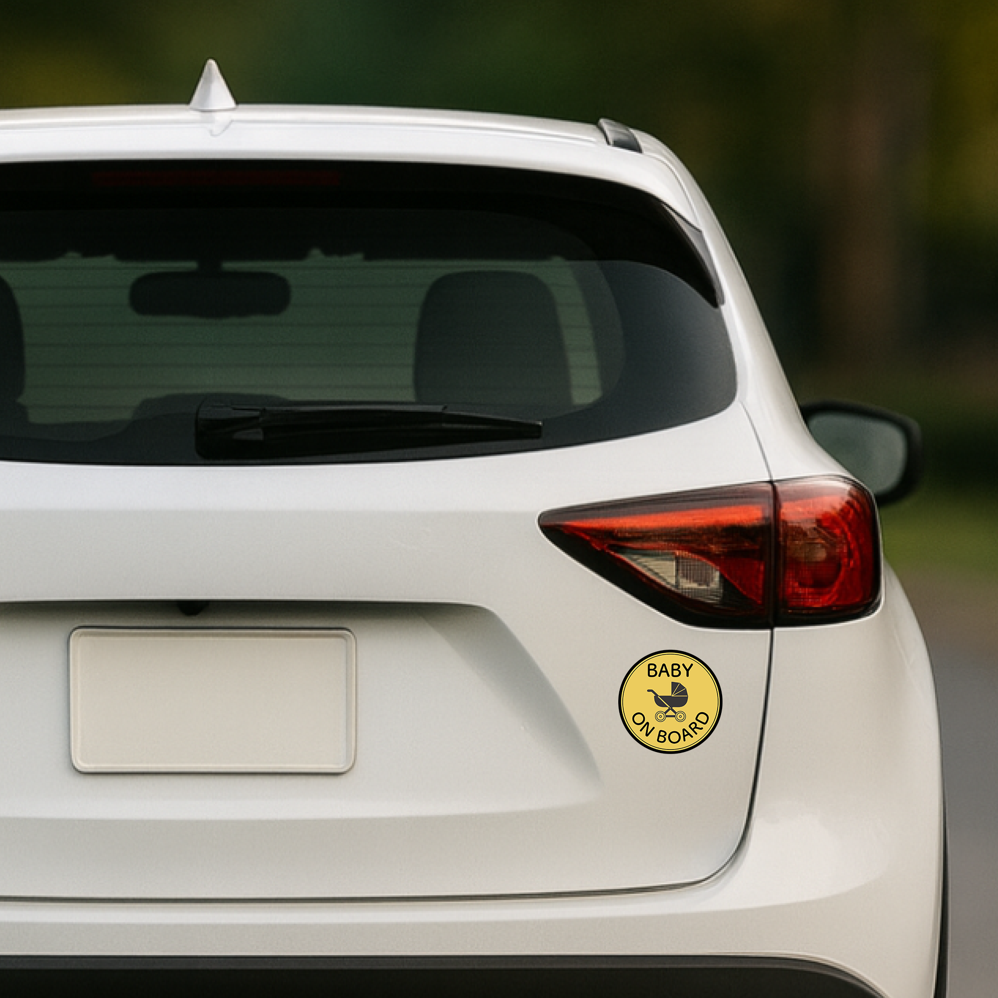 BABY ON BOARD 丸型ステッカー ベビーカーアイコン デザイン|車用安全サイン|防水・耐候シール|127mm イエロー - 画像 (6)