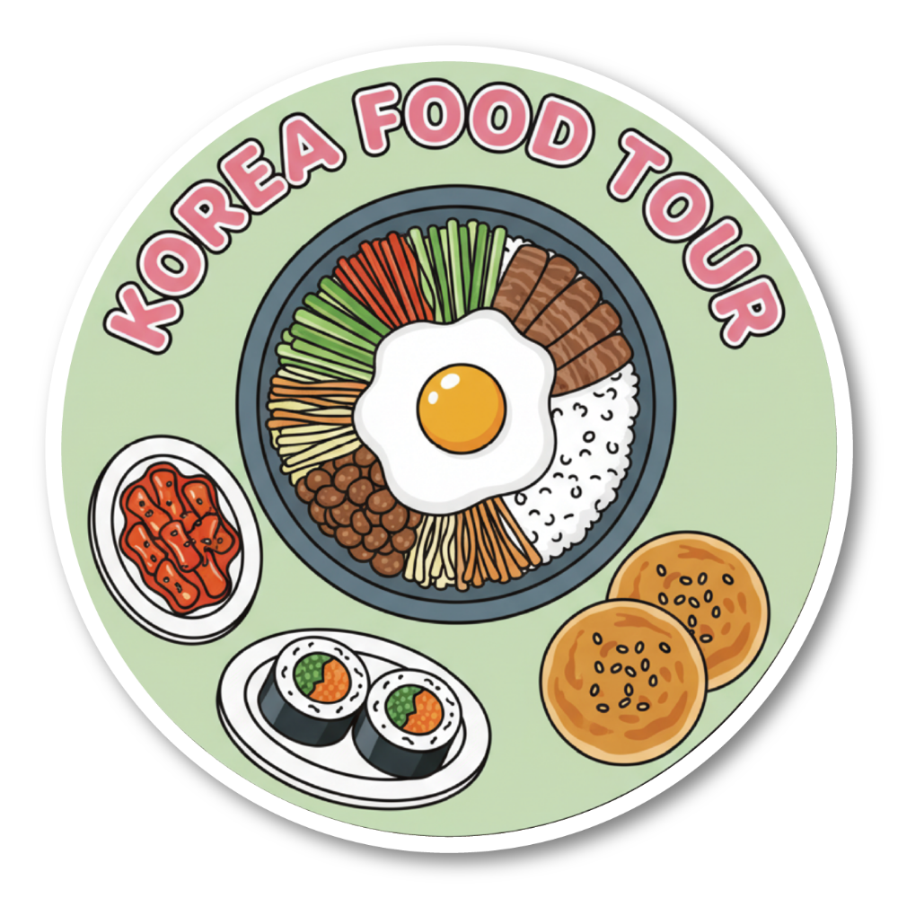 韓国 トラベルステッカー 丸形 100mm|ソウル・釜山・済州島・韓国フード・夜景・韓服デザイン|スーツケース用 旅行 お土産 防水仕様 韓国フードツアー