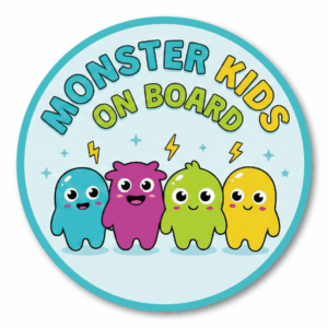 Monster Kids ステッカー 丸型 直径120mm モンスター キャラクター かわいい キッズ用 カーステッカー タブレット スーツケース デコレーション ポップモンスターKIDS