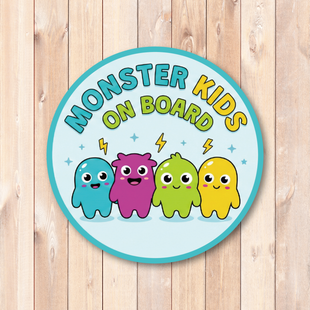 Monster Kids ステッカー 丸型 直径120mm モンスター キャラクター かわいい キッズ用 カーステッカー タブレット スーツケース デコレーション ポップモンスターKIDS - 画像 (2)