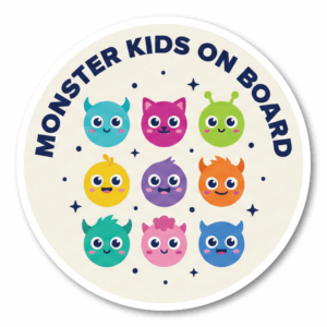 Monster Kids ステッカー 丸型 直径120mm モンスター キャラクター かわいい キッズ用 カーステッカー タブレット スーツケース デコレーション モンスターKIDSフェイス（9キャラ）