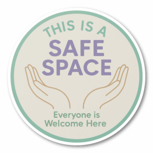 SAFE SPACE ステッカー ここは安心できる場所 丸形100mm 防水・耐候タイプ｜差別禁止・LGBTQ+フレンドリー｜店舗・学校・オフィス用サイン｜みんなが歓迎される場所