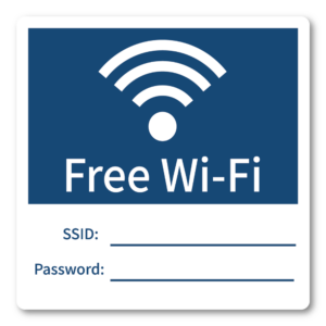 Free Wi-Fi ステッカー 100mm SSID・Password記入欄付き 無料WiFi案内シール カフェ サロン オフィス 店舗用 クラシックネイビー