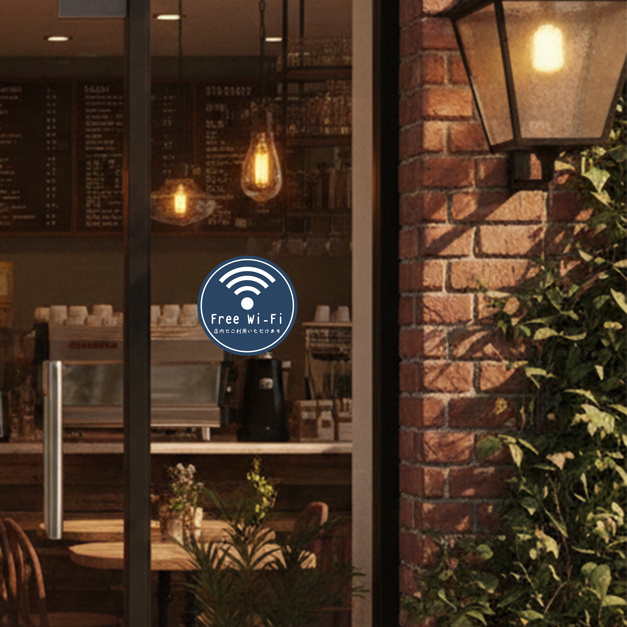 Free Wi-Fi ステッカー 丸形100mm 店内でご利用いただけます 手書き風デザイン 無料Wi-Fi案内シール カフェ・飲食店・サロン・民泊向け ダークグレー - 画像 (4)