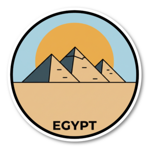 世界のランドマーク トラベルステッカー 円形デザイン 防水・耐候 スーツケース・車・タブレット対応 観光名所コレクションステッカー EGYPT