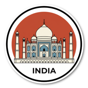 世界のランドマーク トラベルステッカー 円形デザイン 防水・耐候 スーツケース・車・タブレット対応 観光名所コレクションステッカー INDIA