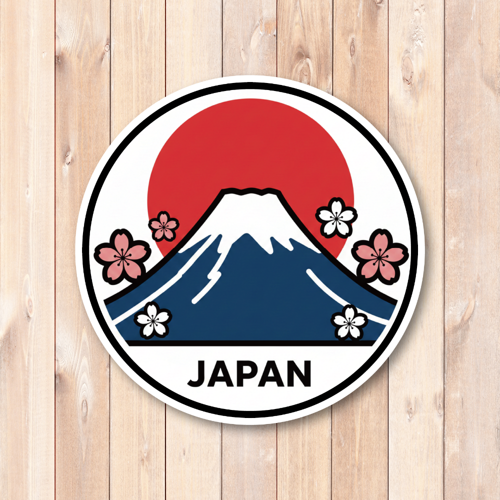 世界のランドマーク トラベルステッカー 円形デザイン 防水・耐候 スーツケース・車・タブレット対応 観光名所コレクションステッカー JAPAN(富士山) - 画像 (2)