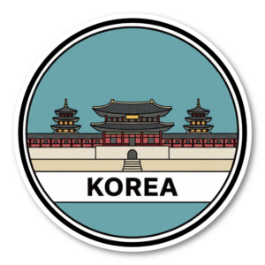 世界のランドマーク トラベルステッカー 円形デザイン 防水・耐候 スーツケース・車・タブレット対応 観光名所コレクションステッカー KOREA