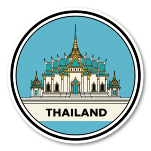 世界のランドマーク トラベルステッカー 円形デザイン 防水・耐候 スーツケース・車・タブレット対応 観光名所コレクションステッカー THAILAND