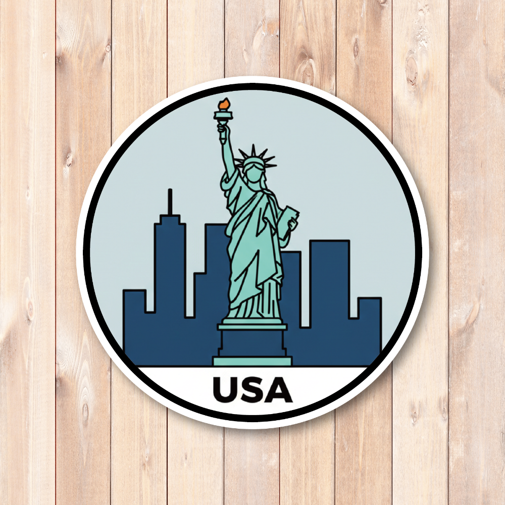世界のランドマーク トラベルステッカー 円形デザイン 防水・耐候 スーツケース・車・タブレット対応 観光名所コレクションステッカー USA - 画像 (2)