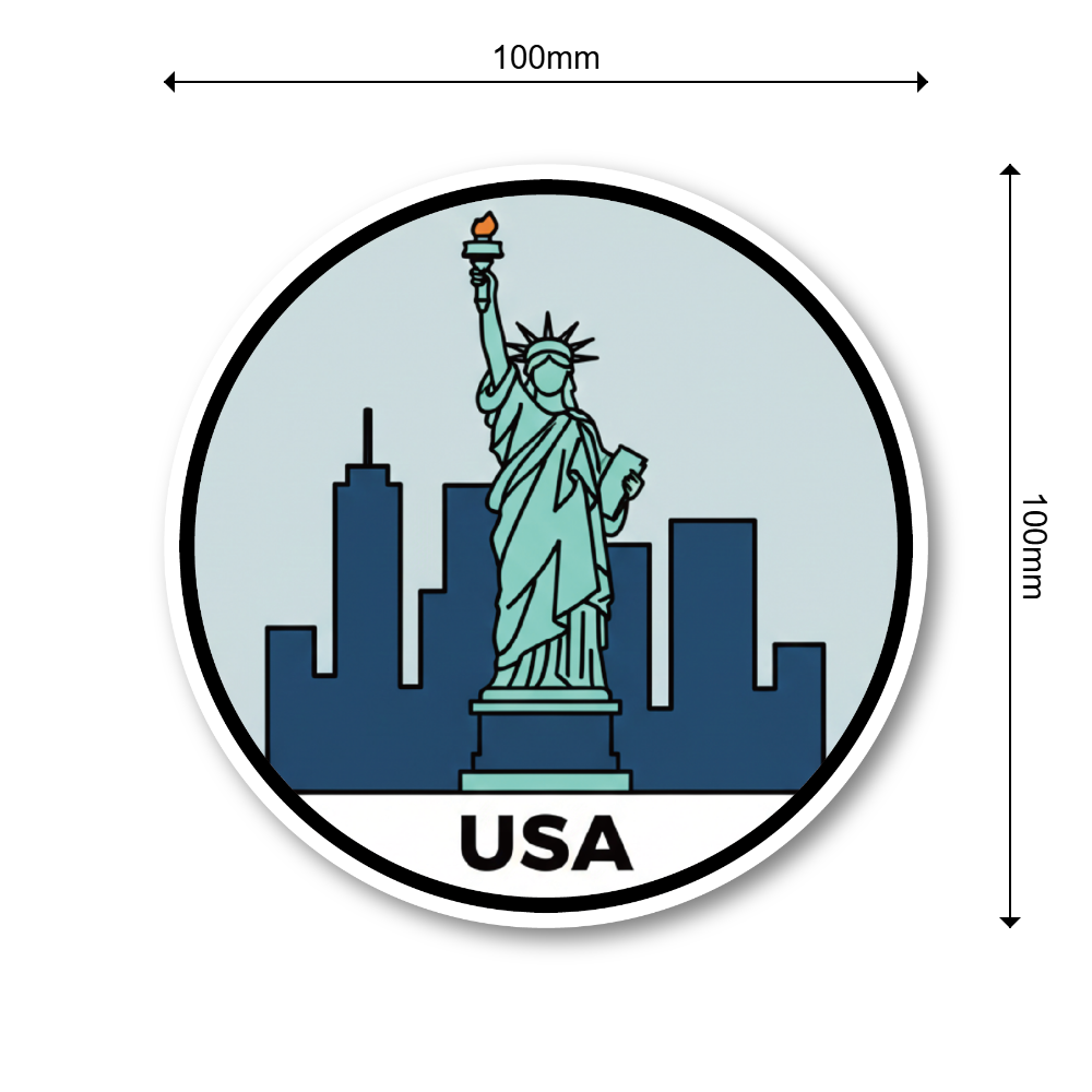 世界のランドマーク トラベルステッカー 円形デザイン 防水・耐候 スーツケース・車・タブレット対応 観光名所コレクションステッカー USA - 画像 (3)