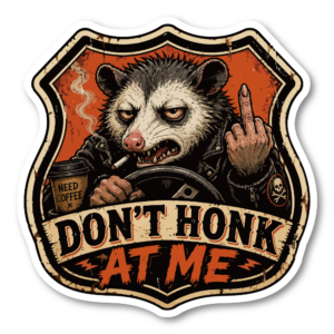 DONT HONK AT ME オポッサム ステッカー ダイカット仕様 ヴィンテージ風 車用 アメリカン ミーム系 防水シール