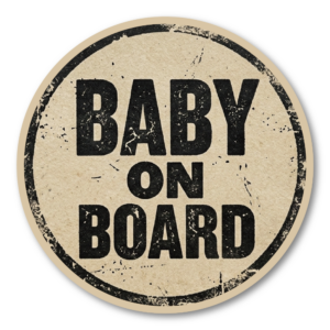 BABY ON BOARD ステッカー 120mm 丸型 ヴィンテージ風 カーサイン 車用 赤ちゃん乗車中 シンプル 英字デザイン 防水 耐候 ステッカー