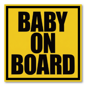 BABY ON BOARD ステッカー 120mm イエロー×ブラック 高視認デザイン 赤ちゃん乗車中 サイン シンプル 英字 車用ステッカー リアガラス対応