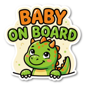 BABY ON BOARD ステッカー 恐竜デザイン ベビーインカー 車用 カーステッカー 赤ちゃん乗ってます ダイカット 防水 UV加工 120mm