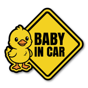 BABY IN CAR ステッカー 120×110mm ひよこデザイン ベビーインカー 車用サイン ダイヤ型 かわいい 赤ちゃん乗車中 防水 屋外対応 カーステッカー